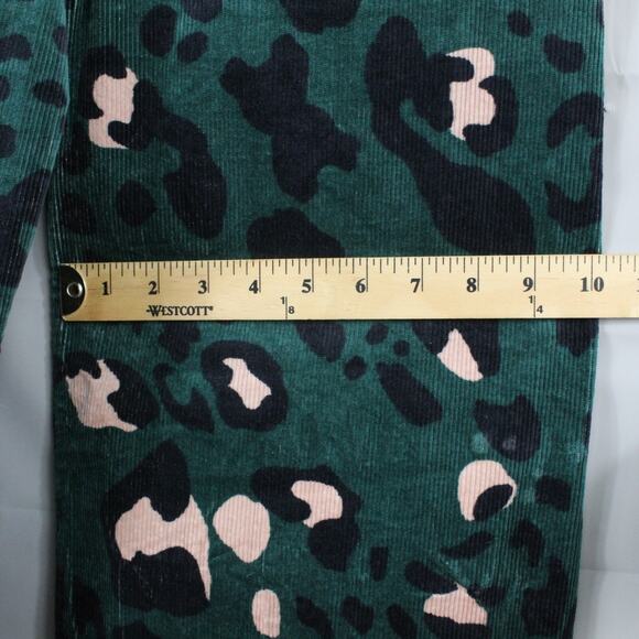 Maeve Pants 29 The Colette Cropped Wide Leg Corduroy Green Leopard Print Career - Picture 13 of 16